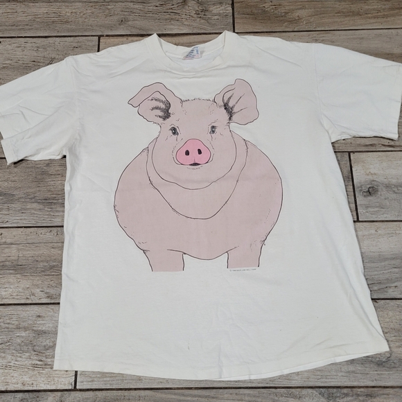 Vintage Sof Tee Large graphic Pig T shirt sz XL 1990 Sock & Roll corp - Picture 2 of 15